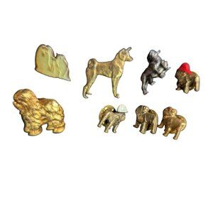 Vintage Dog Lapel Pin Set Metal Collectibles Bulldog Shih Tzu Shepherd Designs